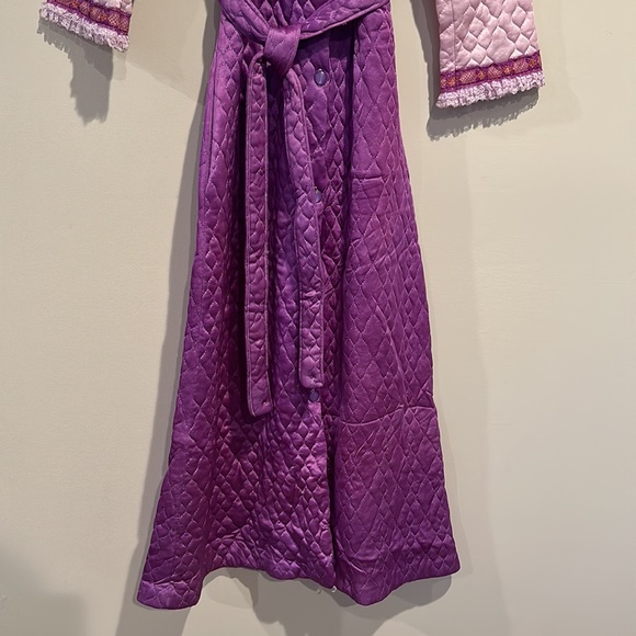 Vintage Quilted Pink & Purple House Coat Button Down Duster - Picture 3 of 14